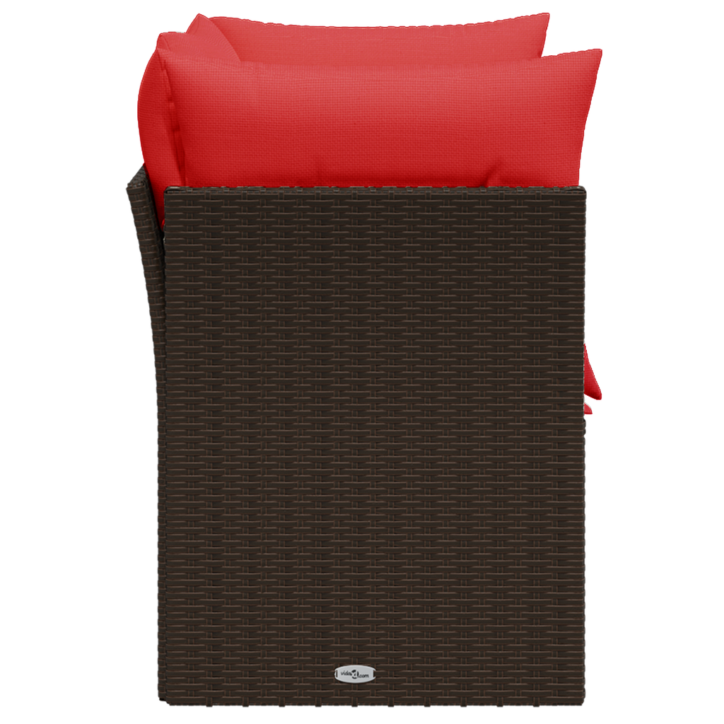 Gartensofa mit Kissen 2-Sitzer Braun Poly Rattan