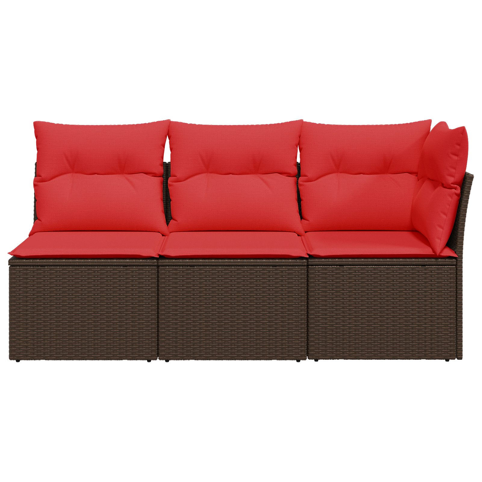 Gartensofa mit Kissen 3-Sitzer Braun Poly Rattan