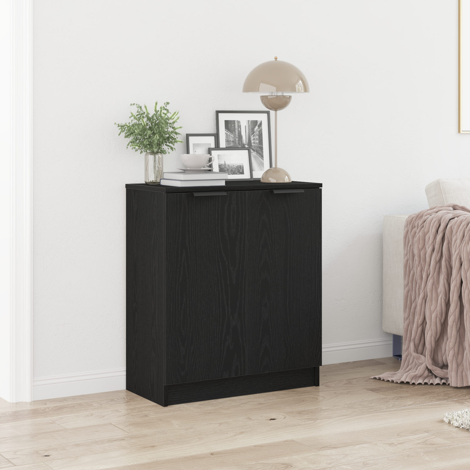 Sideboard Schwarz Eichen-Optik 60 x 30 x 70 cm Holzwerkstoff