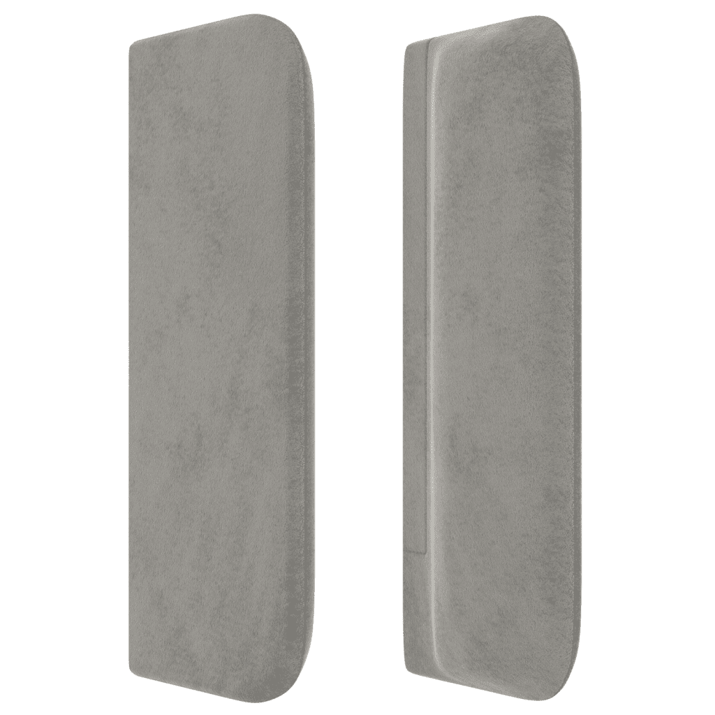 LED Kopfteil Hellgrau 203x16x78/88 cm Samt